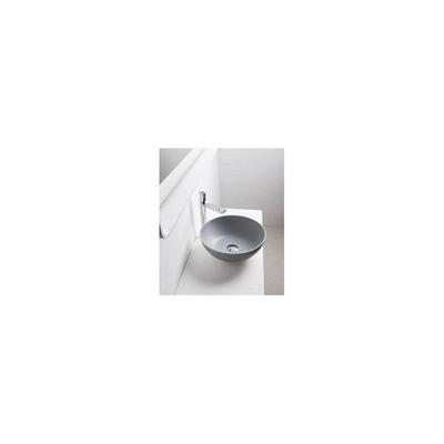 Ideavit Solidthin opbouw wastafel 39x39x14.5cm rond 0 kraangaten 1 wasbak Solid surface lichtgrijs OUTLETSTORE