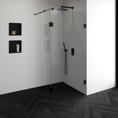 BRAUER Void inloopdouche helder glas 100x200 met 40 zijwand incl. glascoating mat zwart