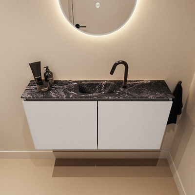 MONDIAZ TURE-DLUX 100cm toiletmeubel Linen. EDEN wastafel Lava positie midden. Met 1 kraangat.
