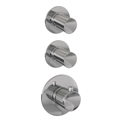 BRAUER Stripe Thermostatische Inbouw Regendouche - SET 10 - 25cm douchekop - rechte muurarm - 3-standen handdouche - doucheslang - geïntegreerde glijstang - chroom