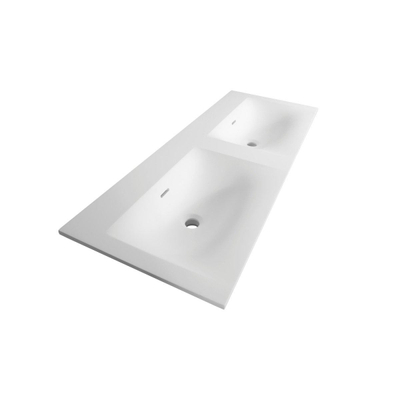 BRAUER Glacier wastafel - 140x46x2cm - 2 wasbakken - 0 kraangaten- fine stone - mat wit