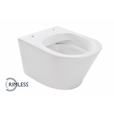 Wiesbaden Vesta Junior hangtoilet – compact – spoelrandloos – 35,5 x 47 cm – met witte softclose zitting – glans wit