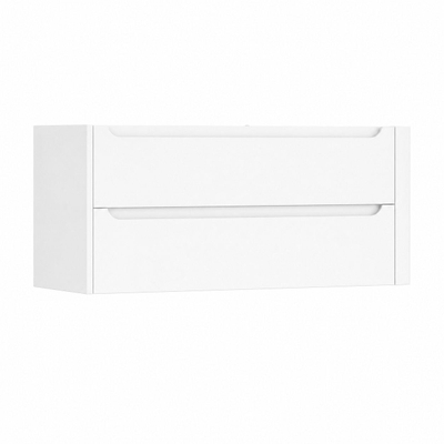 H&R Badmeubelen Juice Meuble sous lavabo - 120x45x50cm - angle droit arrondi - 2 tiroirs - poignée intégrée - Blanc brillant