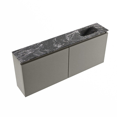 MONDIAZ TURE-DLUX meuble de toilettes 120 cm Smoke. Lavabo EDEN Lava position à droite. Sans trou de robinet.