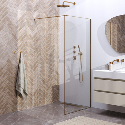 Brauer Season Douche à l'italienne - 90x200cm - verre clair avec cadre - Doré