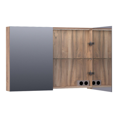 BRAUER Dual Spiegelkast - 100x70x15cm - 2 links- rechtsdraaiende spiegeldeur - MFC - Almond