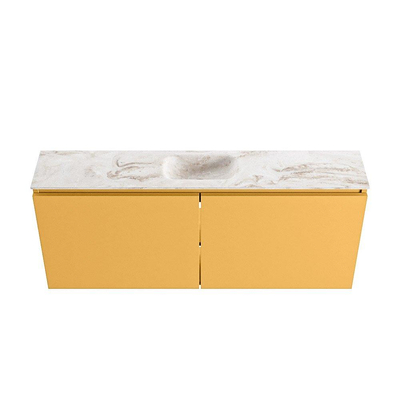 MONDIAZ TURE-DLUX 120cm meuble de toilettes Ocher. EDEN vasque Frappe position milieu. Sans trou de robinet.