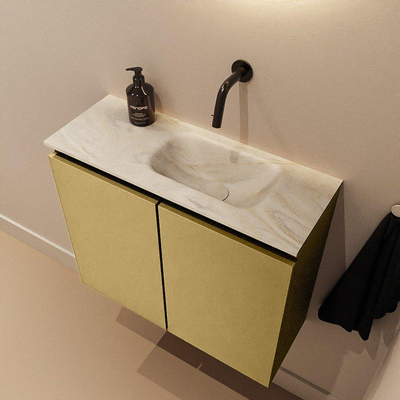 MONDIAZ TURE-DLUX Meuble WC 60cm Oro. Lavabo EDEN Ostra position droite. Sans trou de robinet.