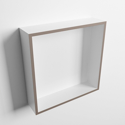 Mondiaz Easy nis 29.5x29.5x8cm voor Inbouw/opbouw 1 open vak Solid surface Talc/Smoke