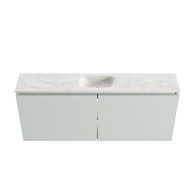 MONDIAZ TURE-DLUX meuble WC 120 cm Greey. Lavabo EDEN Ostra position centrale. Sans trou de robinet.