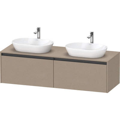 Duravit Ketho.2 Wastafelonderbouwkast - inclusief consoleplaat - met 2 laden - voor dubbele waskommen - 160x55x45.9cm - met handgrepen antraciet - linnen mat