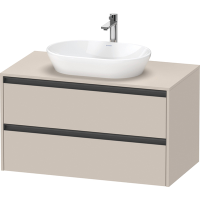 Duravit Ketho 2 meuble sous-lavabo avec plan console avec 2 tiroirs 100x55x56,8cm avec poignées taupe anthracite mat
