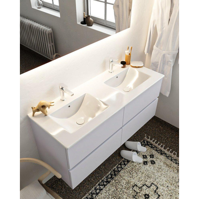 Mondiaz VICA ensemble de meuble de salle de bain - 120cm - cale - 4 tiroirs - lavabo denia double - 2 trous de robinet - miroir LED - version XL 60cm de haut