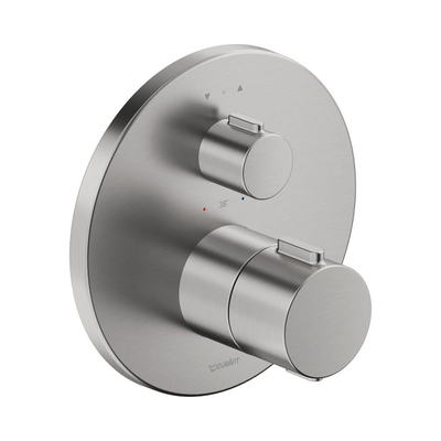 Duravit Thermostatarmaturen Afbouwdeel - inbouw bad/douchekraan - thermostatisch - 2 uitgangen - diameter 17cm - geborsteld RVS