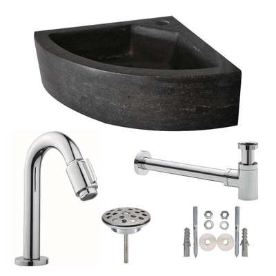 Wiesbaden One pack Lavabo d'angle Raw - 30x30x10 cm - pierre dure adoucie