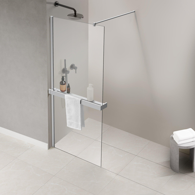 FugaFlow Eccelente Porte-serviettes d'accès pour douche à l'italienne - pinces - raccourcissable - chrome