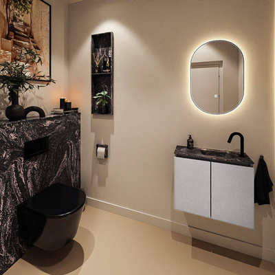 MONDIAZ TURE-DLUX 60cm toiletmeubel Plata. EDEN wastafel Lava positie rechts. Met 1 kraangat.