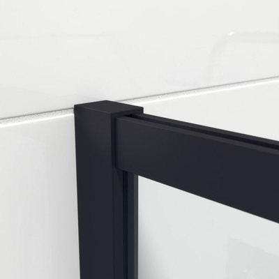Wiesbaden Slim Douche à l'italienne 100x200cm Verre nano 8mm partiellement dépoli fumé noir mat