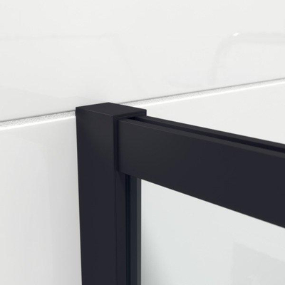 Wiesbaden Slim inloopdouche 100x200cm 8mm nano glas gedeeltelijk mat rookglas mat zwart