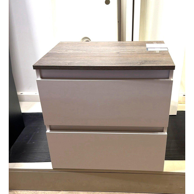 Saniclass Chaci Badkameronderkast - met topblad -- 60cm - 2 lades - greeploos - mat wit OUTLETSTORE