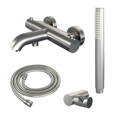 Brauer Brushed Edition Mitigeur thermostatique de bain apparent avec ensemble de douchette nickel brossé PVD