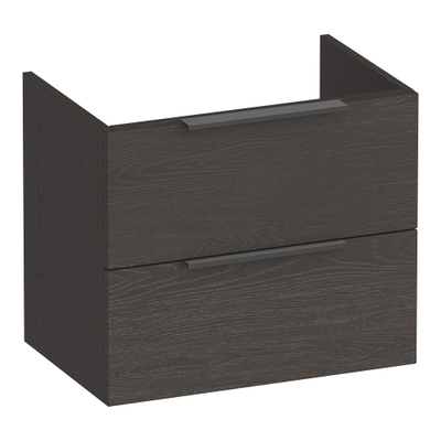 BRAUER Elevate meuble sous-lavabo peu profond 60 sans poignées rapportées 2 tiroirs softclose et 1 découpe pour siphon - Timber Anthracite