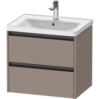 Duravit Ketho.2 Wastafelonderbouwkast - met 2 laden - 63.4x45.5x54.9cm - met grepen antraciet - basalt mat