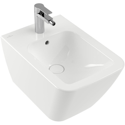 Villeroy & Boch Finion bidet suspendu 1 trou de robinetterie 37.5x56cm - CeramicPlus avec trop-plein blanc