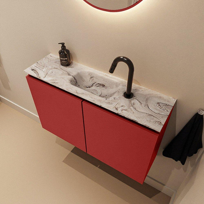 MONDIAZ TURE-DLUX 80cm toiletmeubel Fire. EDEN wastafel Glace positie midden. Met 1 kraangat.