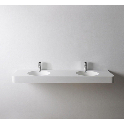 Ideavit Solidbrio Lavabo 150x48x10cm rectangulaire sans trou pour robinetterie 2 vasques Solid surface blanc
