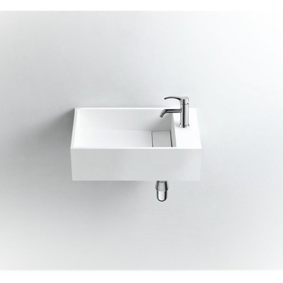 Ideavit Solidcube Lavabo WC 50x30x15cm rectangulaire 1 trou pour robinetterie 1 vasque Solid surface blanc