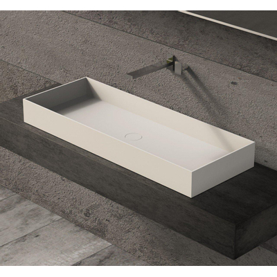 Ideavit Solidjoy Lavabo à poser 100x37.5x11cm rectangulaire sans trou pour robinetterie 1 vasque Solid surface blanc