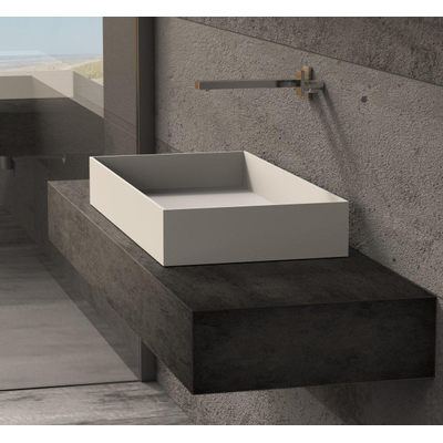 Ideavit Solidjoy Lavabo à poser 75x37.5x11cm rectangulaire sans trou pour robinetterie 1 vasque Solid surface blanc