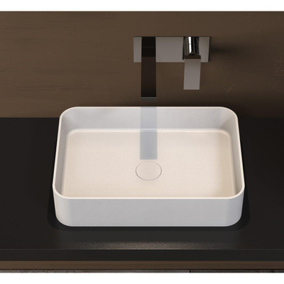Ideavit Solidthin Lavabo à poser 50x35x12.5cm rectangulaire sans trou pour robinetterie 1 vasque Solid surface blanc
