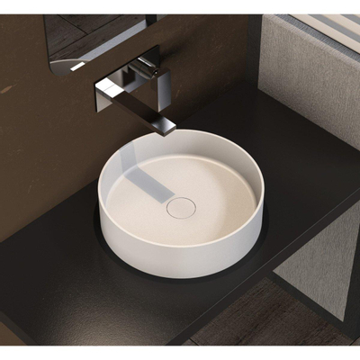 Ideavit Solidthin Lavabo à poser 40x40x12.5cm rond sans trou pour robinetterie 1 vasque Solid surface blanc