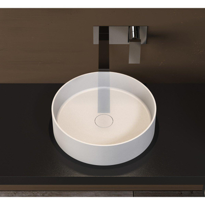Ideavit Solidthin Lavabo à poser 40x40x12.5cm rond sans trou pour robinetterie 1 vasque Solid surface blanc