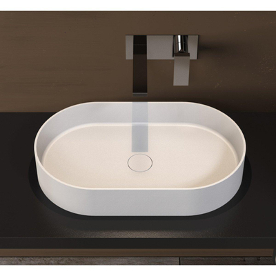 Ideavit Solidthin Lavabo à poser 60x35x12.5cm ovale sans trou pour robinetterie 1 vasque Solid surface blanc