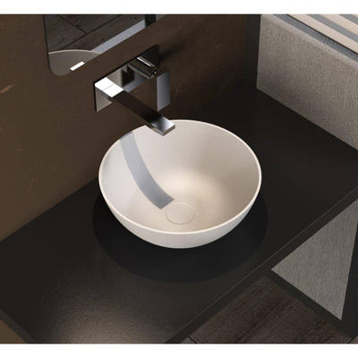 Ideavit Solidthin Lavabo à poser 39x39x14.5cm rond sans trou pour robinetterie 1 vasque Solid surface blanc