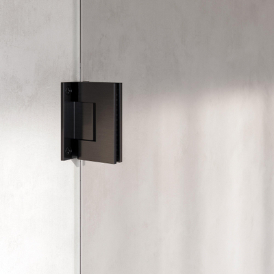BRAUER Void Carving Nisdeur - 2-delig - 190x200cm - 70cm draaideur aan muur - glascoating - omkeerbaar - helder glas - geborsteld gunmetal PVD