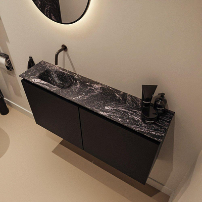 MONDIAZ TURE-DLUX 100cm toiletmeubel Urban. EDEN wastafel Lava positie links. Zonder kraangat.