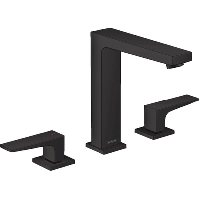 Hansgrohe Metropol wastafelkraan - model 160 - opbouw - 3-gats - tweegreeps - mat zwart