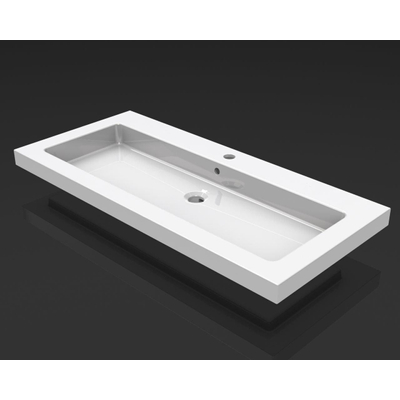 Wiesbaden Kera lavabo simple avec 1 trou de robinet 100x46x5 cm céramique brillant blanc