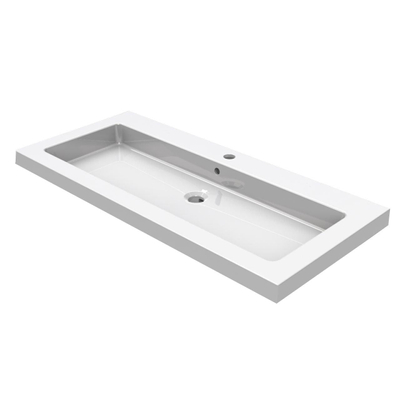 Wiesbaden Kera lavabo simple avec 1 trou de robinet 100x46x5 cm céramique brillant blanc