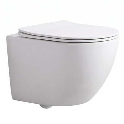 QeramiQ Dely Swirl Compact Toiletset - inbouwreservoir QeramiQ flush - slim zitting - kunststof bedieningsplaat licht grijs - rechthoekige knoppen - mat wit