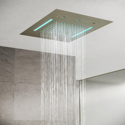 Hotbath Mate tête de douche encastrée 48x63cm rectangulaire avec cascade et éclairage LED twist nickel brossé