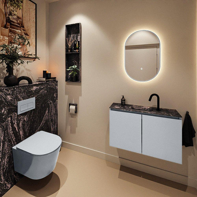 MONDIAZ TURE-DLUX Meuble WC 80 cm Clay. EDEN lavabo Lava position milieu. Avec 1 trou de robinet.