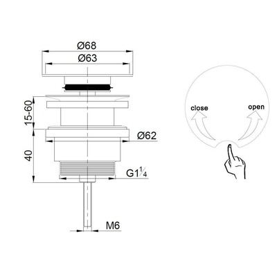 Wiesbaden Caral Bonde tournante de 5/4" modèle bas noir mat