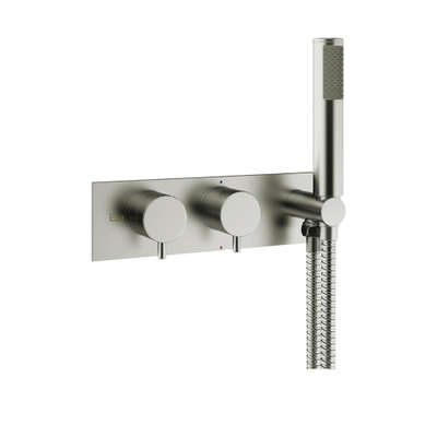 Crosswater MPRO Inbouw - thermostatisch bad/douchekraan horizontaal - met handdouche set - geborsteld RVS