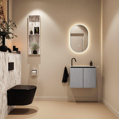 MONDIAZ TURE-DLUX 60cm toiletmeubel Plata. EDEN wastafel Glace positie links. Met 1 kraangat.