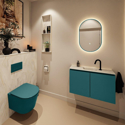 MONDIAZ TURE-DLUX Meuble toilette - 80cm - Smag - EDEN - vasque Ostra - position centrale - 1 trou de robinet